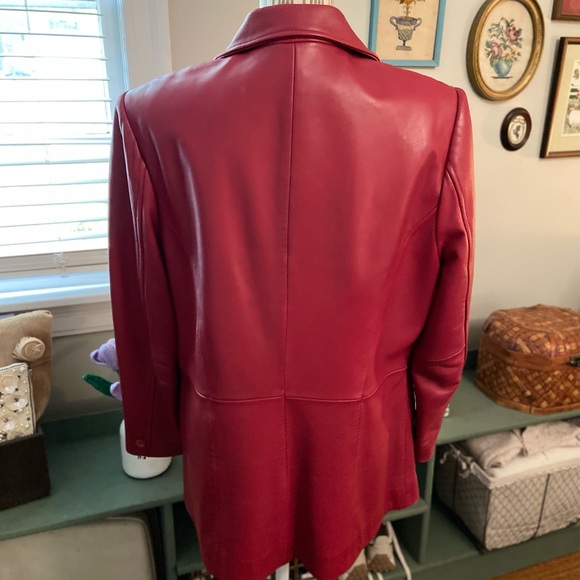 Nordstrom Women's Red Genuine Leather Blazer - Picture 6 of 8